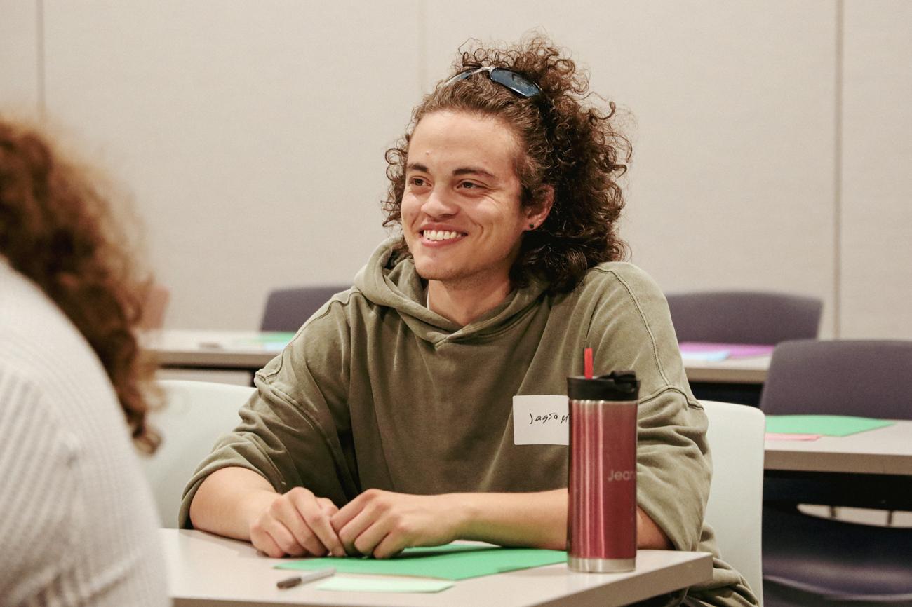 A young artist smiling